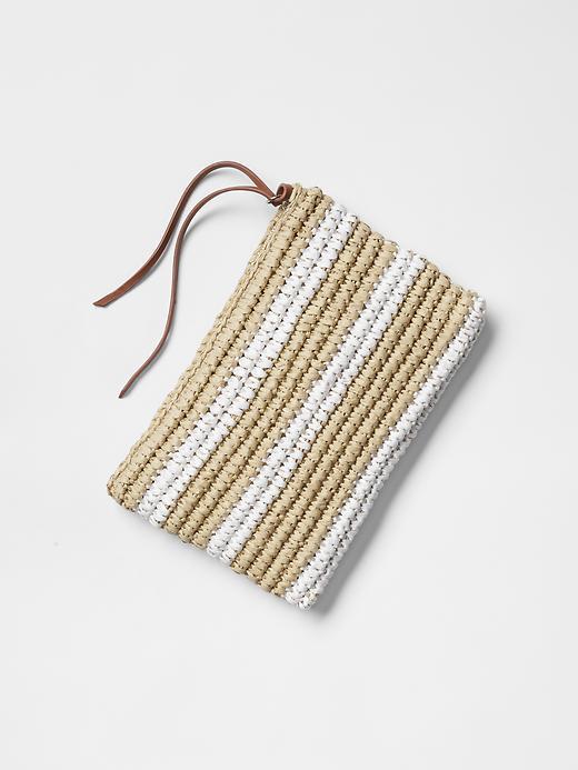 1 of 8 showing, with the color white stripe of product Stripe straw clutch