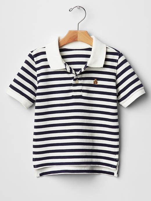 1 of 8 showing, with the color new off white of product Stripe pique polo