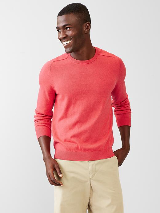 1 of 8 showing, with the color coral of product Cotton cashmere crew sweater