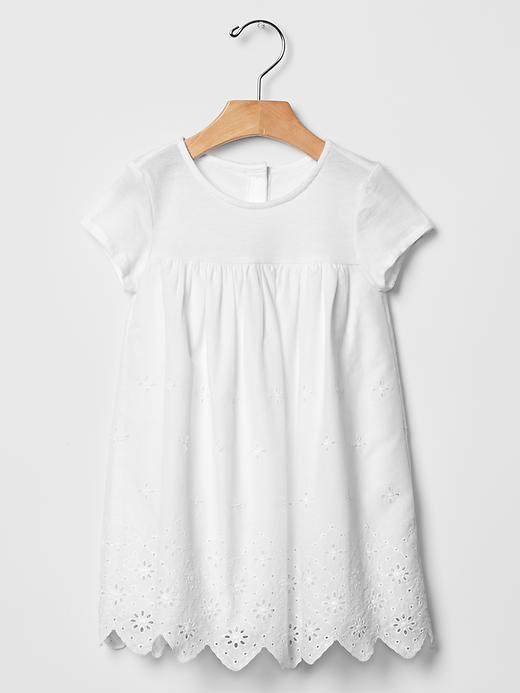 1 of 8 showing, with the color white of product Mix-fabric eyelet dress