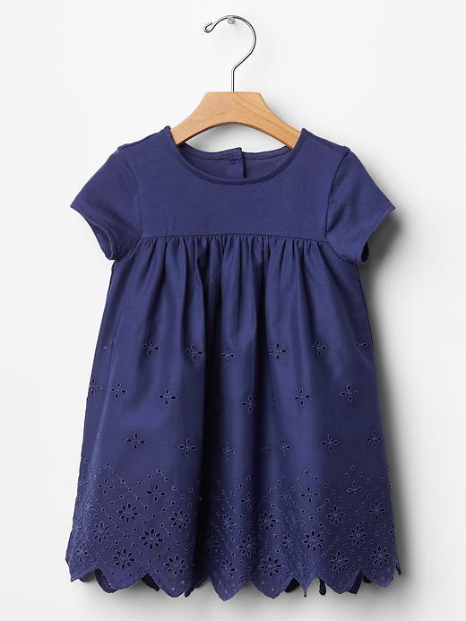 1 of 8 showing, with the color dutch blue of product Mix-fabric eyelet dress