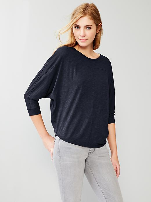 1 of 8 showing, with the color new classic navy of product Dolman-sleeve shirttail tee