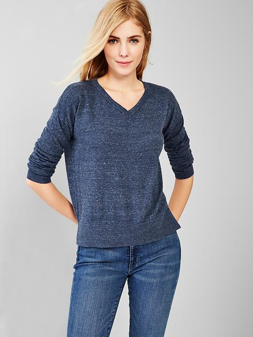 1 of 8 showing, with the color navy of product V-neck sweater