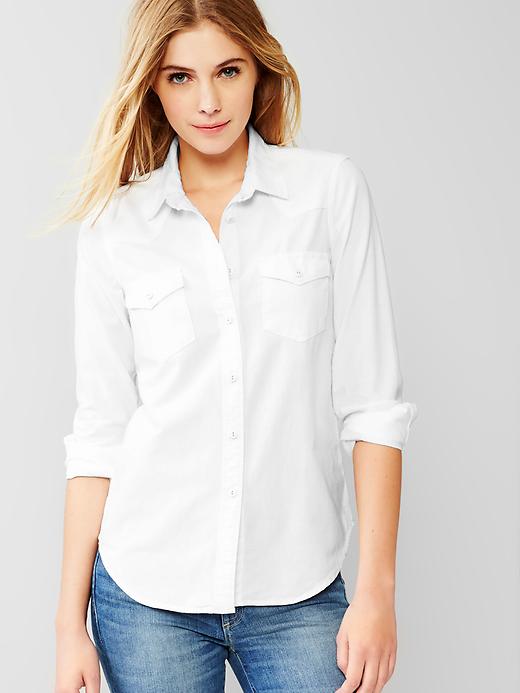 1 of 8 showing, with the color white of product 1969 denim western shirt
