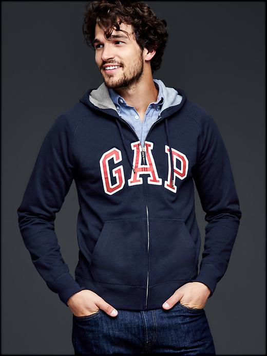1 of 8 showing, with the color new classic navy of product Arch logo heavyweight zip hoodie