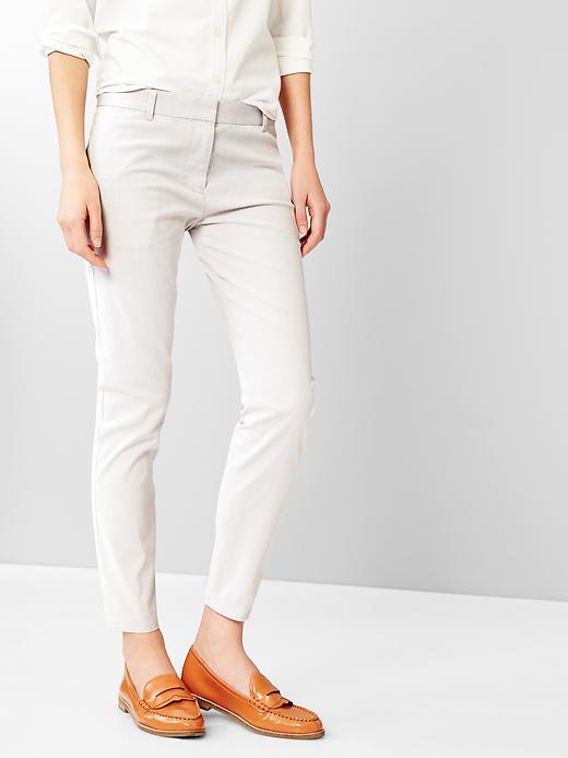 1 of 8 showing, with the color pebble grey of product Thin-stripe skinny crop pants