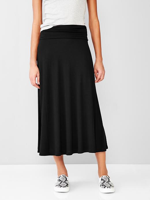 1 of 8 showing, with the color true black knit of product Foldover maxi skirt