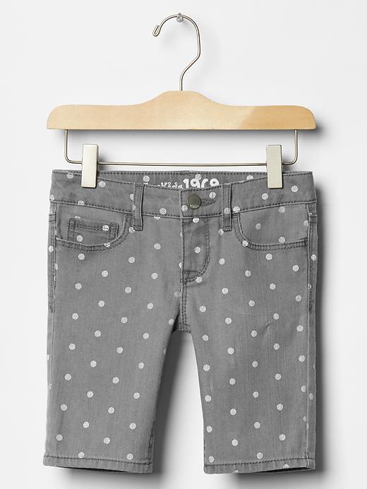 1 of 8 showing, with the color grey denim of product Kids Dot Denim Bermuda Shorts