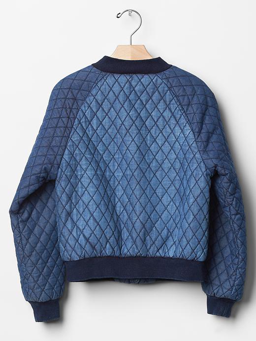 2 of 8 showing, with the color denim of product Quilted denim bomber jacket