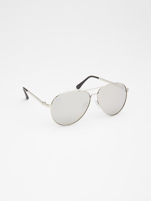 1 of 8 showing, with the color silver of product Aviator sunglasses