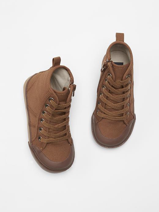 1 of 8 showing, with the color rich ginger of product Canvas hi-top sneakers