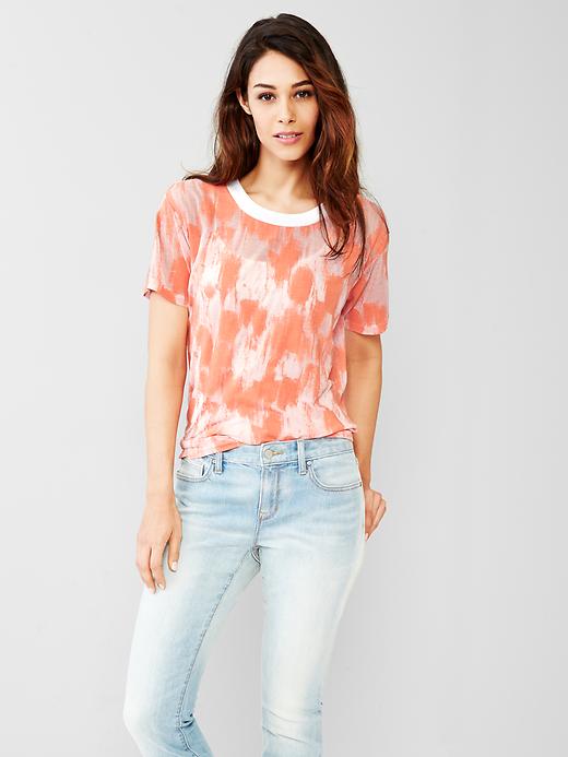 1 of 8 showing, with the color orange of product Brushstroke crew tee