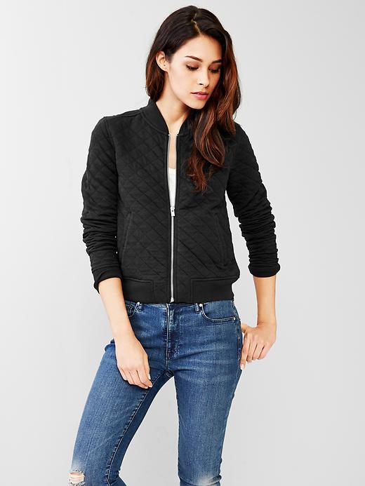 Image number 3 showing, Quilted knit bomber