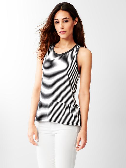 1 of 8 showing, with the color gray stripe of product Stripe peplum tank