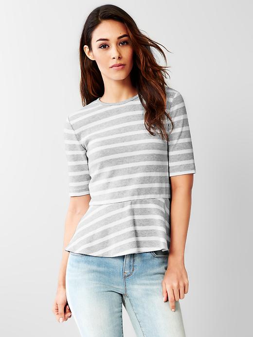 View large product image 1 of 1. Stripe peplum tee