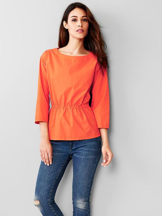 1 of 8 showing, with the color lettermen orange of product Poplin peplum top