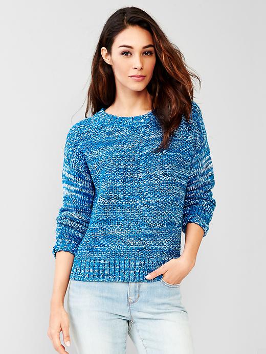 1 of 8 showing, with the color bright blue of product Marled crew sweater