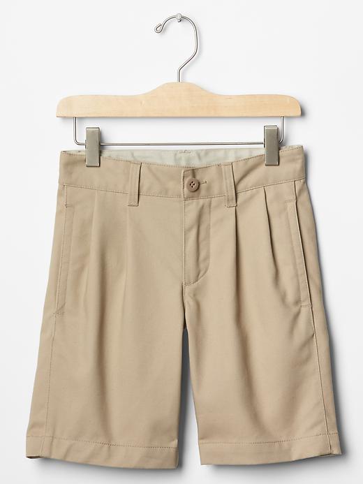 1 of 8 showing, with the color khaki of product GapShield pleated shorts