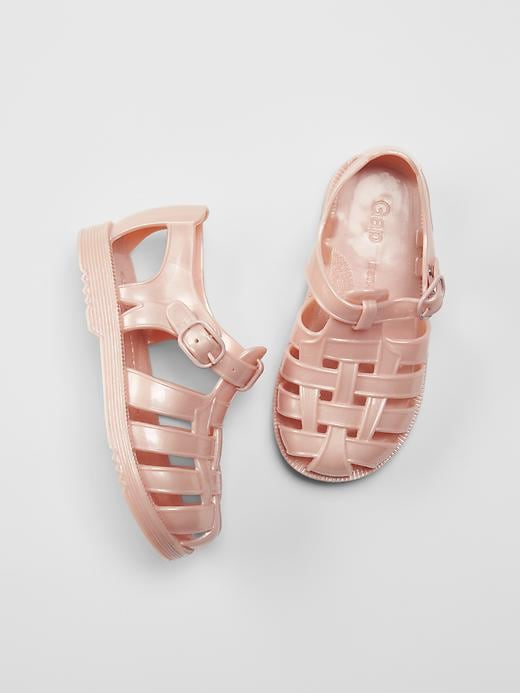 1 of 8 showing, with the color icy pink of product Basketweave jelly sandals