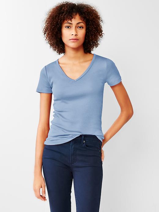 1 of 8 showing, with the color cornflower of product Modern V-neck tee