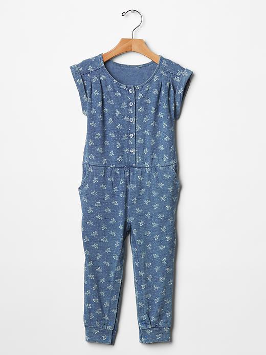 1 of 8 showing, with the color blue indigo of product Floral dot romper