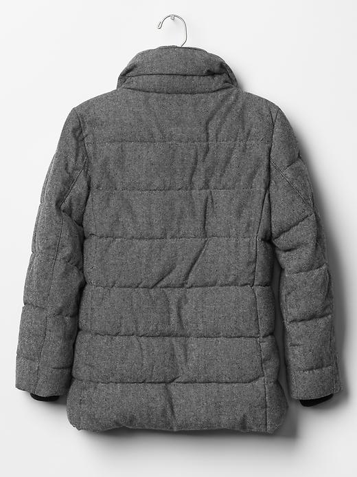 2 of 8 showing, with the color GREY TWEED of product Warmest tweed moto puffer jacket