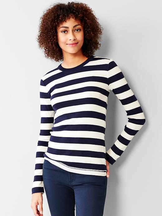 1 of 8 showing, with the color dark night of product Supersoft stripe crew tee