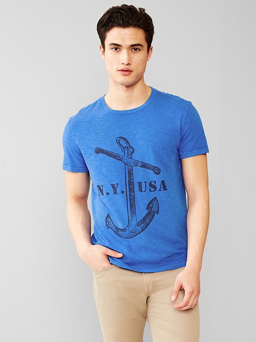 1 of 8 showing, with the color blue allure of product Anchor NY t-shirt