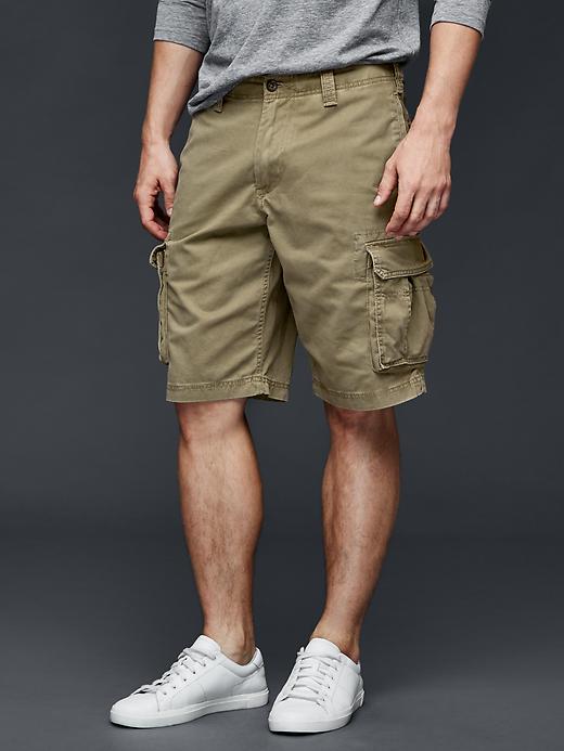 1 of 8 showing, with the color olive of product Basic cargo shorts (11")