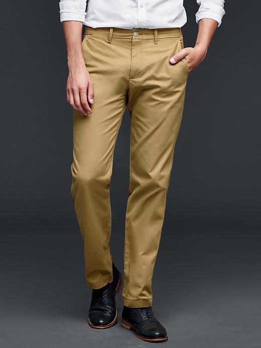 1 of 8 showing, with the color cream caramel of product Classic straight fit khakis