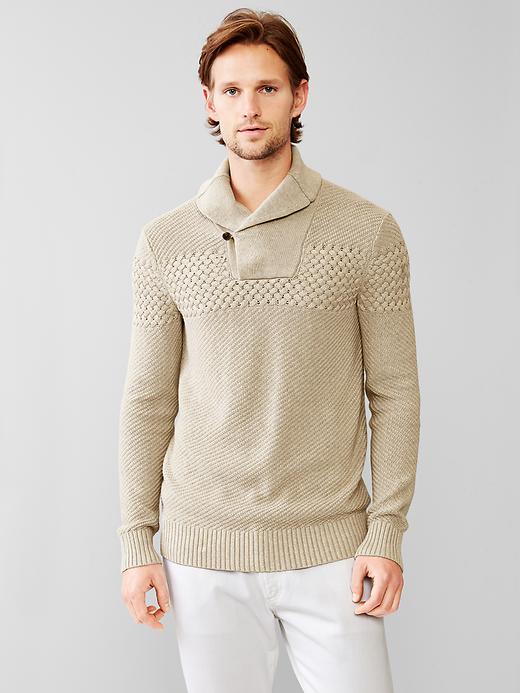 1 of 8 showing, with the color NATURAL of product Linen-cotton shawl pullover