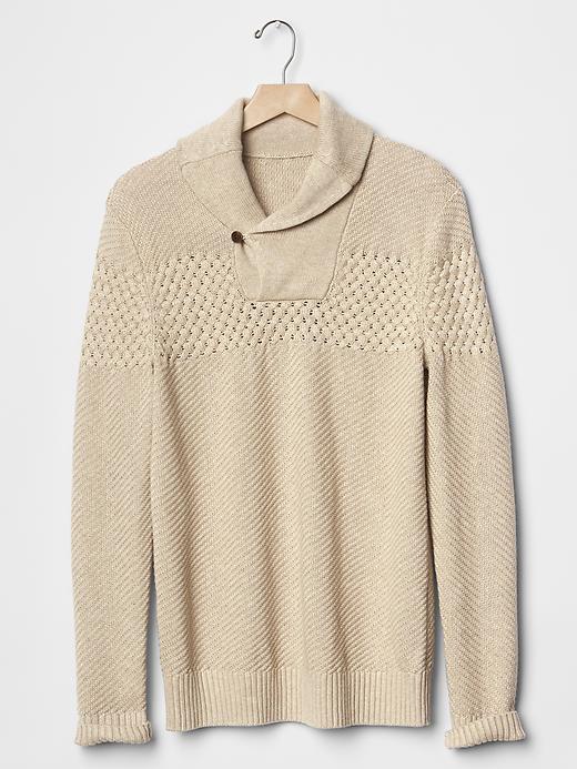 2 of 8 showing, with the color NATURAL of product Linen-cotton shawl pullover