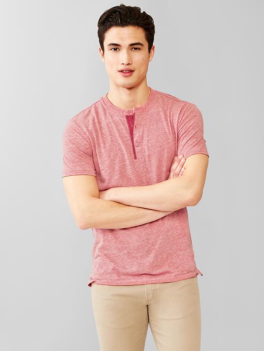 1 of 8 showing, with the color lasalle red of product Tri-blend henley