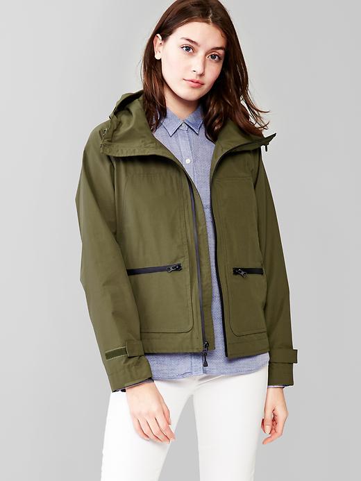 1 of 8 showing, with the color ripe olive of product Water-resistant hooded jacket