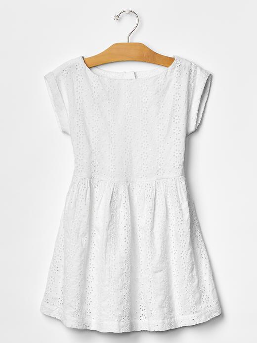 1 of 8 showing, with the color optic white of product Eyelet dolman dress