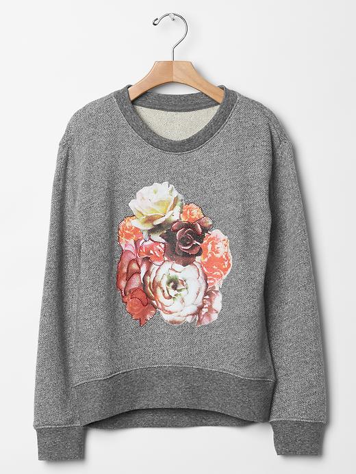 1 of 8 showing, with the color charcoal gray of product Floral graphic sweatshirt