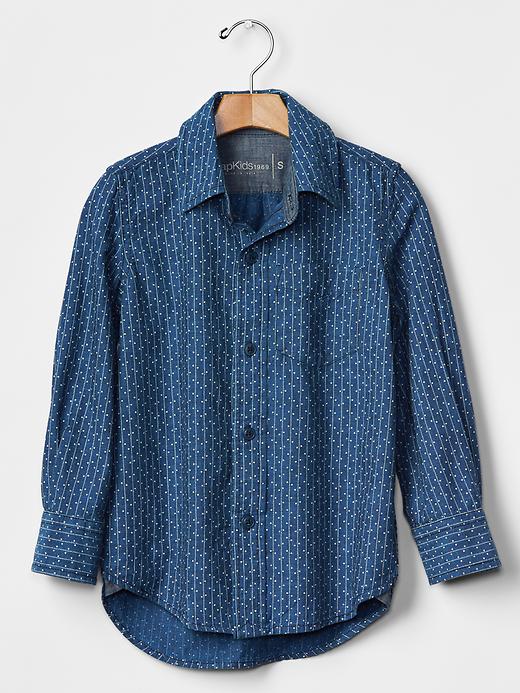 1 of 8 showing, with the color blue indigo of product Denim utility shirt
