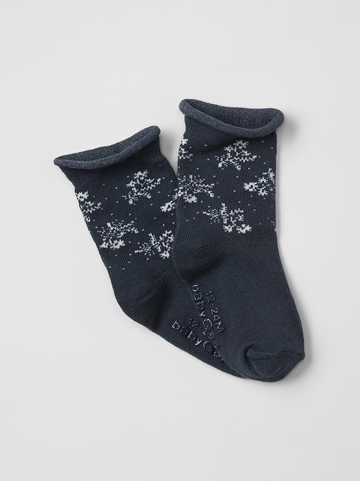 1 of 8 showing, with the color french navy of product Print rolled socks