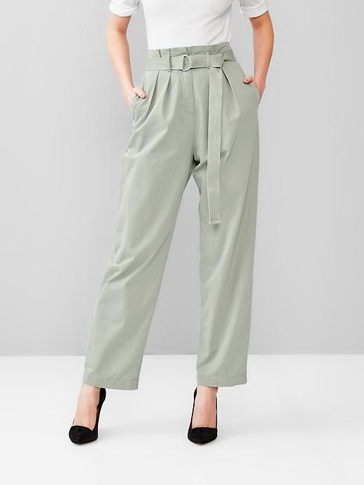 1 of 8 showing, with the color vintage palm of product Paperbag-waist pants