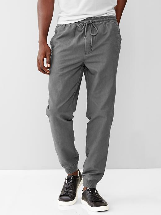 1 of 8 showing, with the color medium grey of product Canvas joggers