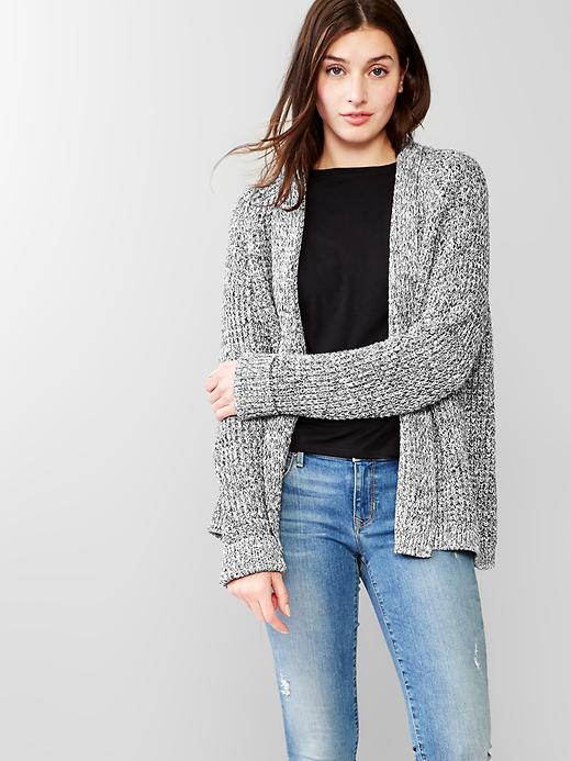 1 of 8 showing, with the color marled grey heather of product Marled shawl cardigan