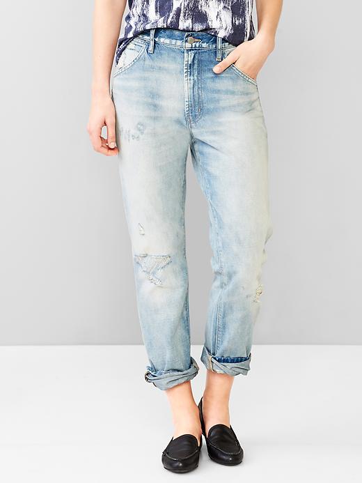 Image number 1 showing, 1969 destructed authentic boyfriend jeans