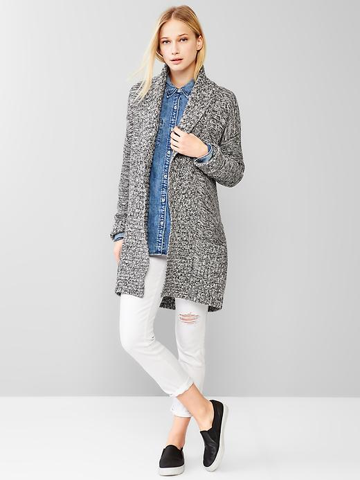 Image number 3 showing, Long marled shawl cardigan