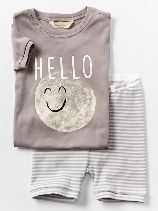 1 of 8 showing, with the color pebble grey of product Organic moon short sleep set