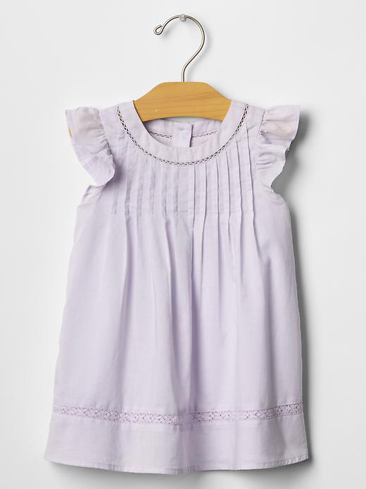 1 of 8 showing, with the color oxford purple of product Pintuck ruffle dress