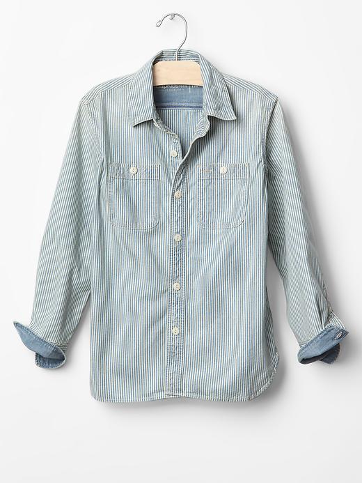 1 of 8 showing, with the color railroad stripe of product Railroad stripe carpenter shirt