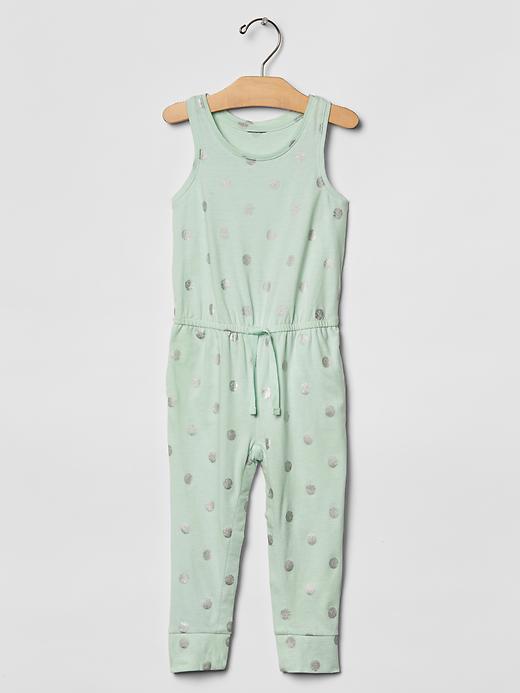 1 of 8 showing, with the color mint of product Metallic dot racerback jumpsuit
