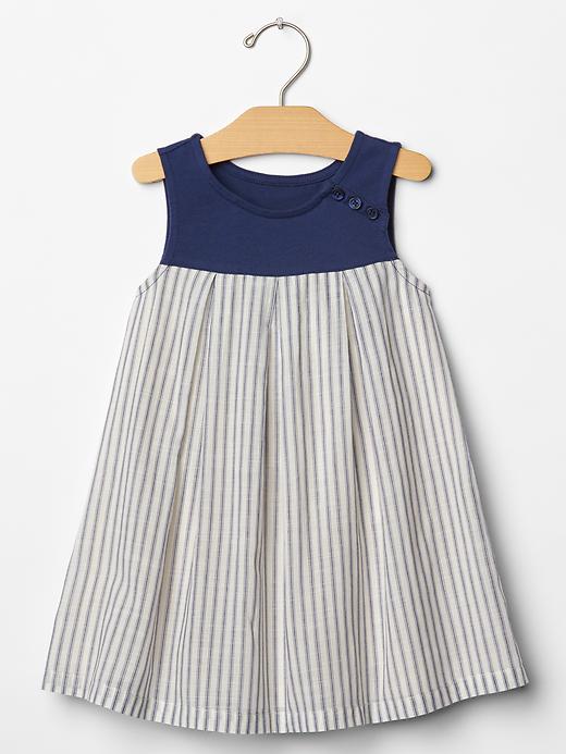 1 of 8 showing, with the color dutch blue of product Stripe mix-fabric tank dress
