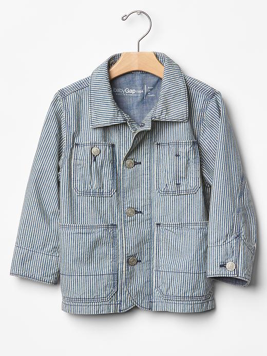 1 of 8 showing, with the color railroad stripe of product Railroad stripe carpenter jacket