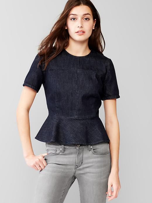 1 of 8 showing, with the color rinse of product 1969 denim peplum top